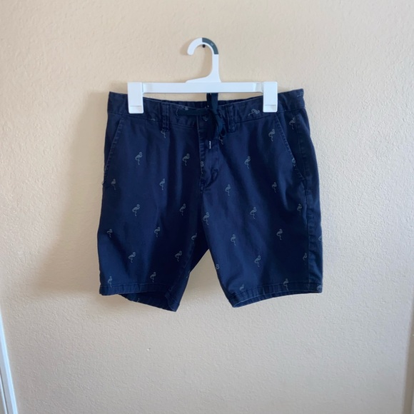 Men flamingo navy shorts slim tight fit Michael Brandon front string y2k bottoms - Picture 2 of 9